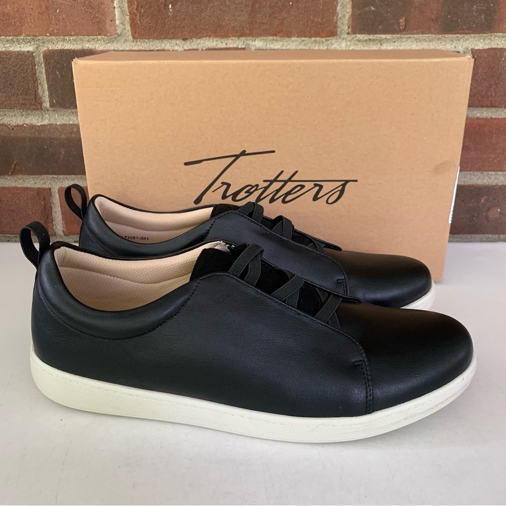 Trotters Womens Avrille Black Leather Slip On Fashion Sneakers Shoes US 11 M